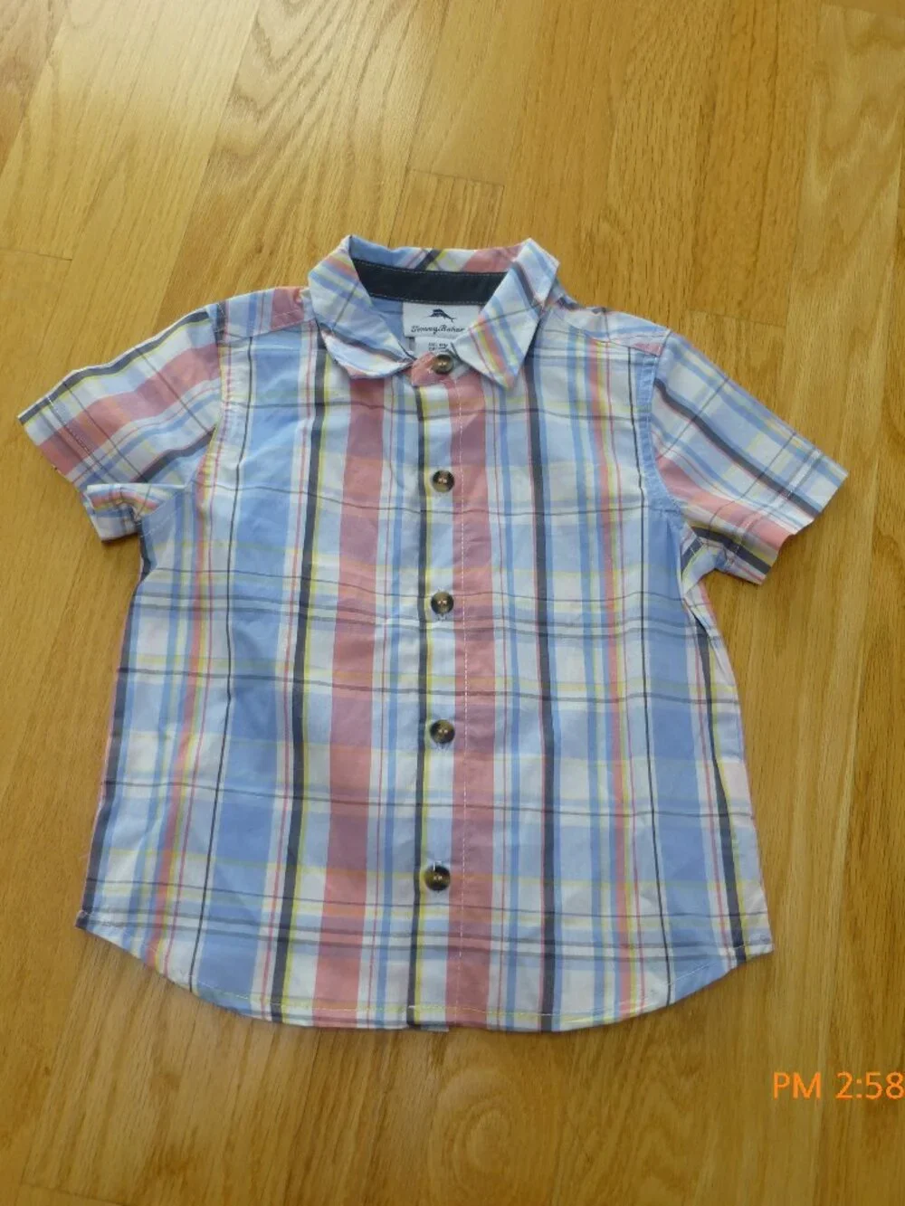 TOMMY BAHAMA 100% Cotton Boys 18M months Plaid Button Short sleeve shirt